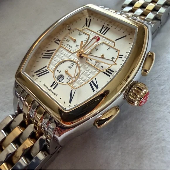 Michele Releve Two Tone Stainless and 18k Watch